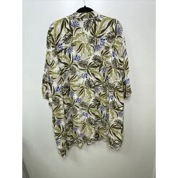 Island Passport Hawaiian Camp Shirt 4XL Rayon Tribal Aloha Floral Island Men - Picture 6 of 9